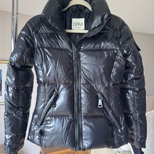SAM. Black Shiny Puffer Jacket, sz XS